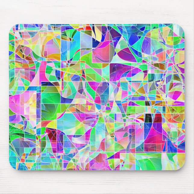 Cute colourful abstract geometric fragments design mouse mat (Front)