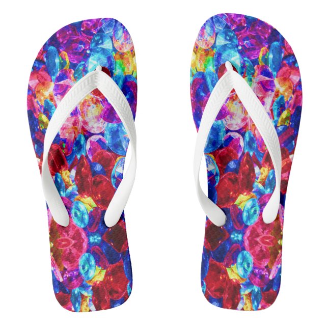 Cute colourful abstract jewellery texture flip flops (Footbed)