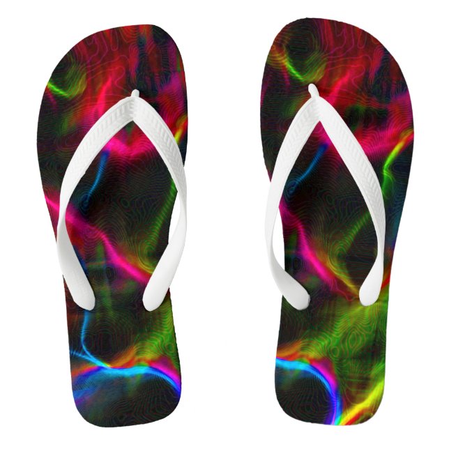 Cute colourful abstract lines  flip flops (Footbed)