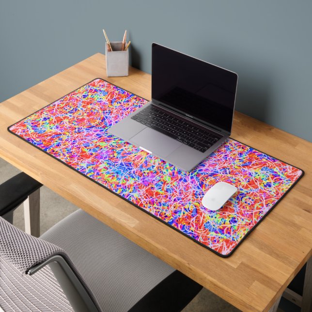 Cute colourful abstract lines painting desk mat (Office 2)