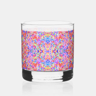 Cute colourful abstract lines painting whiskey glass