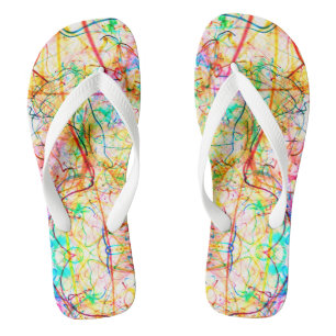 Cute colourful abstract lines throw pillow flip flops
