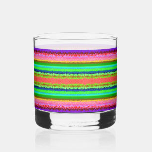 Cute colourful abstract lines whiskey glass