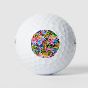 Cute colourful abstract mixed paisley flowers golf balls