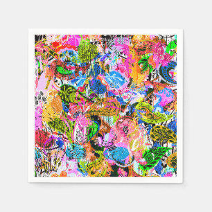 Cute colourful abstract mixed paisley flowers napkin