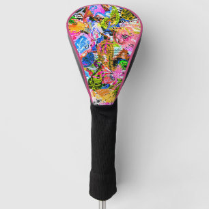 Cute colourful abstract mixed paisley flowers pape golf head cover