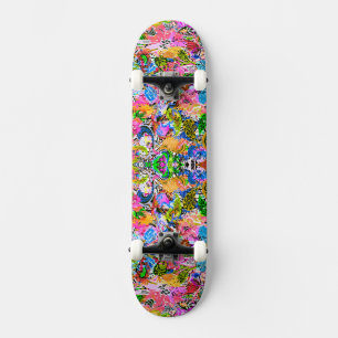 Cute colourful abstract mixed paisley flowers pape skateboard