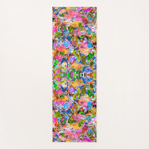 Cute colourful abstract mixed paisley flowers pape yoga mat