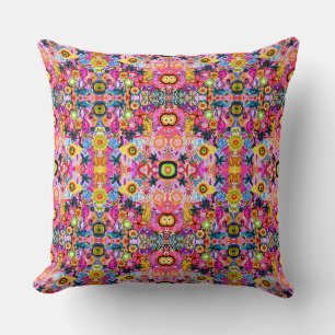Cute colourful abstract nature insects cushion