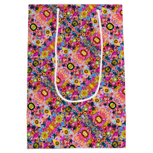 Cute colourful abstract nature insects medium gift bag