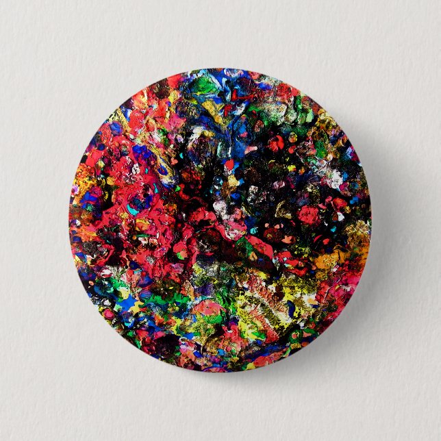 Cute colourful abstract painting 6 cm round badge (Front)