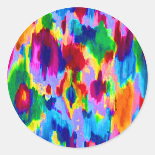 Cute colourful abstract painting design classic round sticker