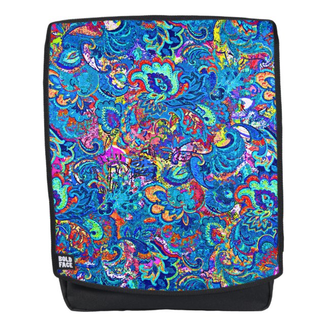 Cute colourful abstract painting flowers backpack (Front)
