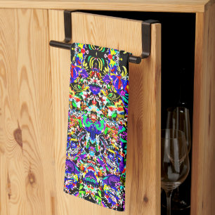 Cute colourful abstract painting tea towel