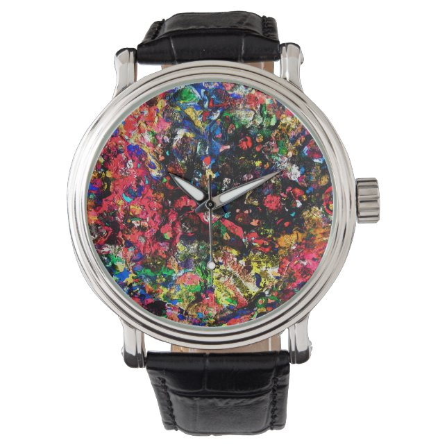 Cute colourful abstract painting watch (Front)