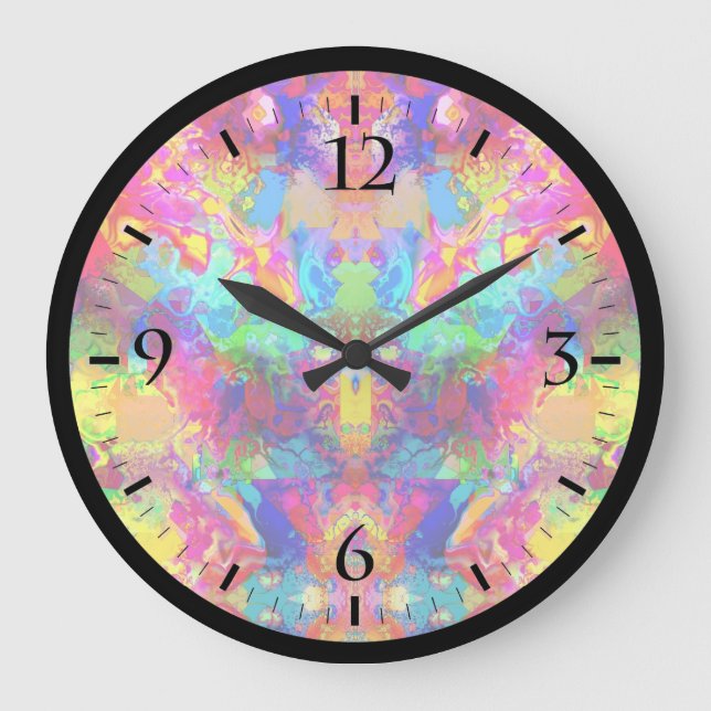 Cute colourful abstract phantom large clock (Front)
