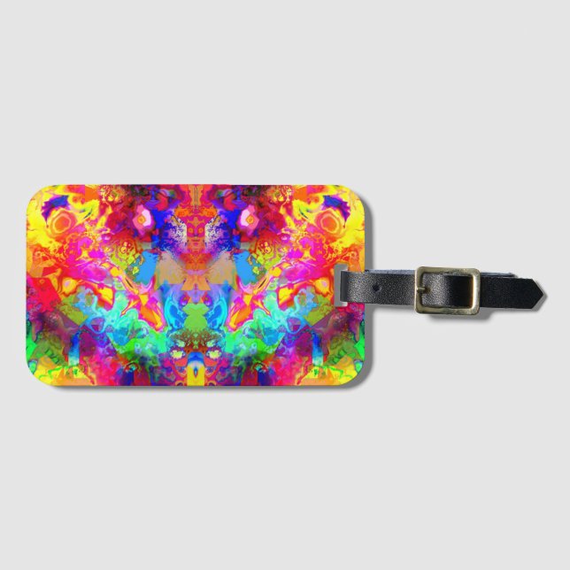 Cute colourful abstract phantom luggage tag (Front Horizontal)