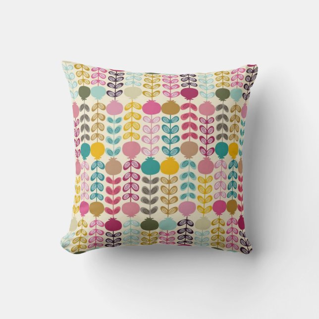 Cute Colourful Abstract Retro Tulips Pattern Cushion (Front)