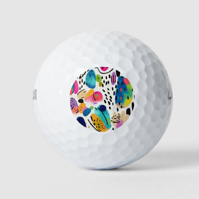 Cute Colourful Abstract Shapes Pattern Golf Balls (Front)