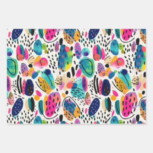 Cute Colourful Abstract Shapes Wrapping Paper Sheet
