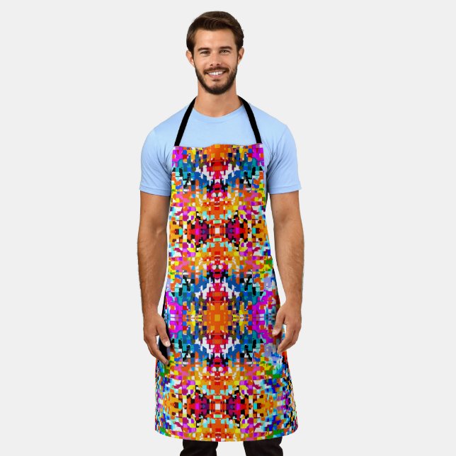 Cute colourful abstract squares apron (Worn)