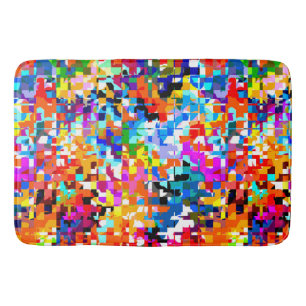 Cute colourful abstract squares bath mat