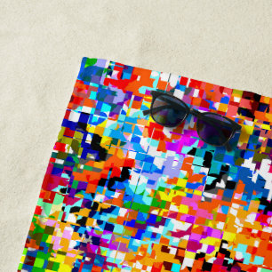 Cute colourful abstract squares beach towel