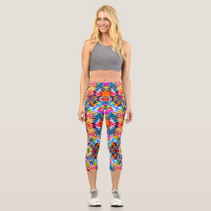 Cute colourful abstract squares capri leggings