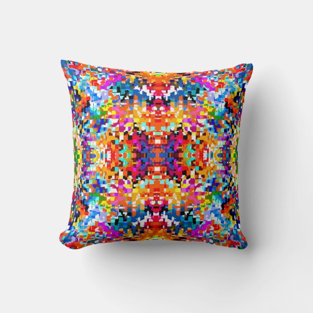 Cute colourful abstract squares cushion (Front)