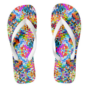 Cute colourful abstract squares flip flops