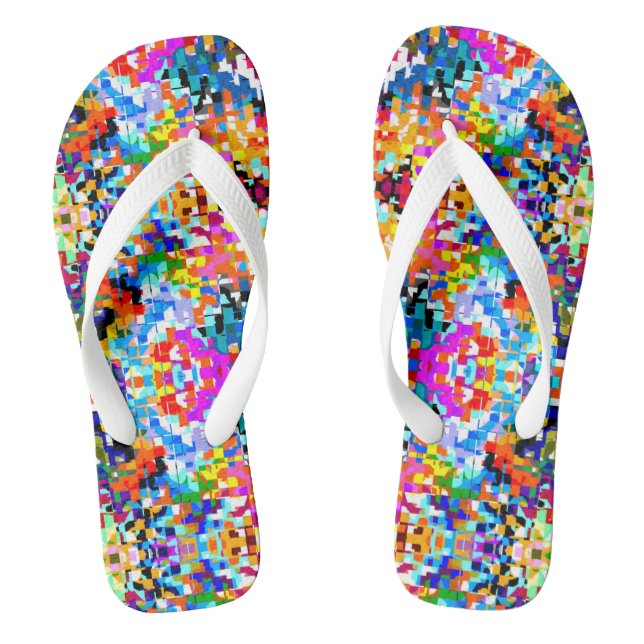 Cute colourful abstract squares flip flops (Footbed)