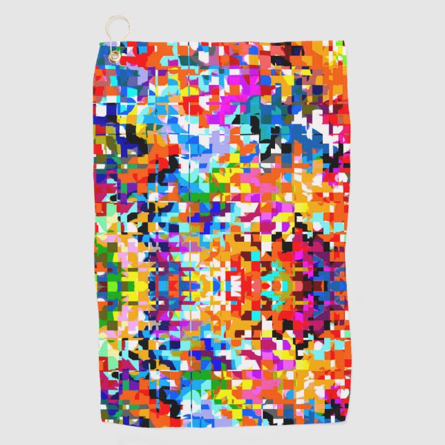 Cute colourful abstract squares golf towel (Front)