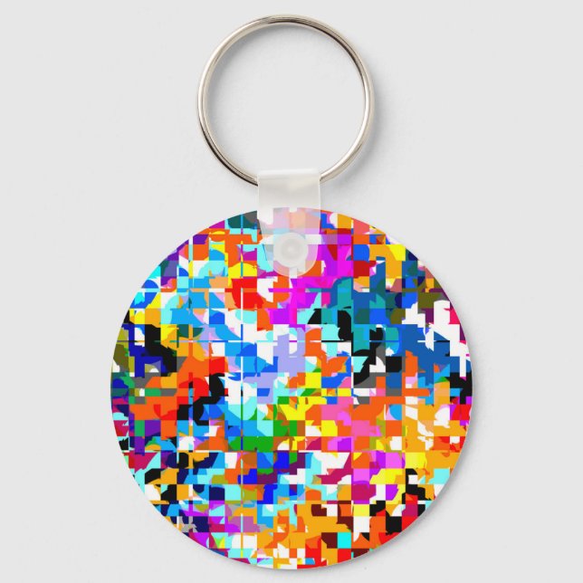 Cute colourful abstract squares key ring (Front)