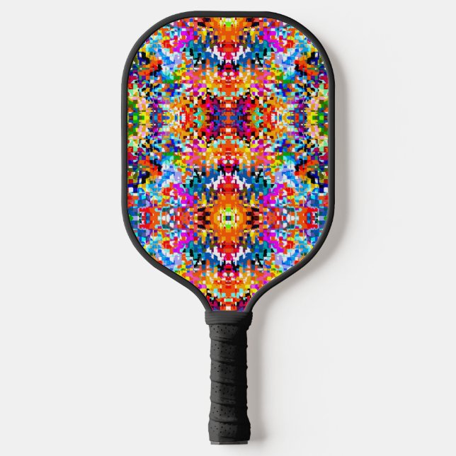 Cute colourful abstract squares notebook laptop sl pickleball paddle (Front)