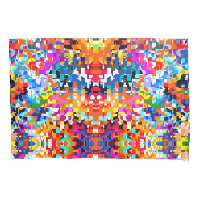 Cute colourful abstract squares pillowcase (Front-Left)