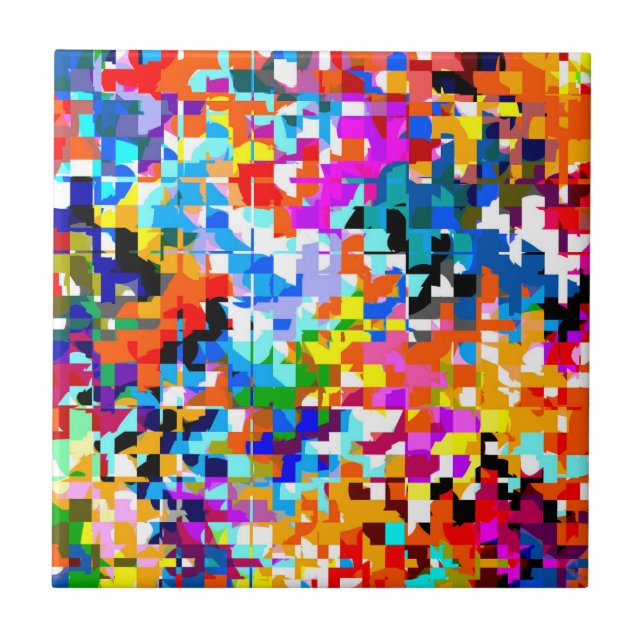 Cute colourful abstract squares tile (Front)