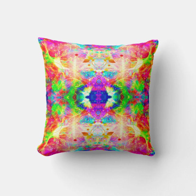 Cute colourful abstract swirl flowers cushion (Front)