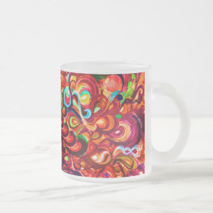 Cute colourful abstract swirl paint frosted glass coffee mug