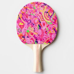 Cute colourful abstract swirls paint ping pong paddle