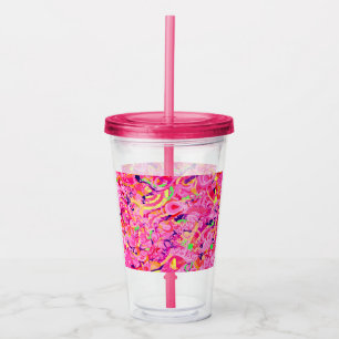 Cute colourful abstract swirls painting acrylic tumbler