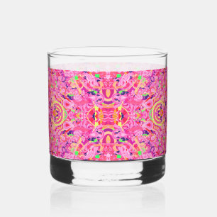 Cute colourful abstract swirls painting whiskey glass