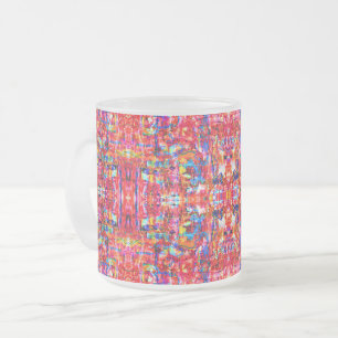 Cute colourful abstract waves painting frosted glass coffee mug