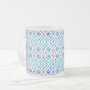 Cute colourful abstract zigzag patterns frosted glass coffee mug