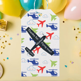 Cute Colourful Aeroplane & Clouds Aviator Custom Gift Tags