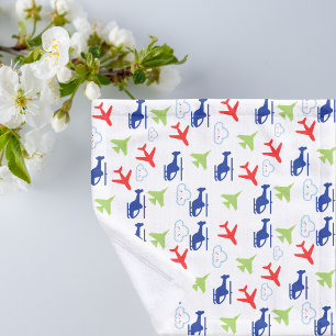 Cute Colourful Aeroplane & Clouds Aviator Fun Wash Cloth