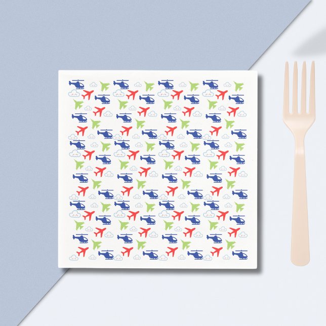 Cute Colourful Aeroplane & Clouds Aviator  Napkin (Creator Uploaded)