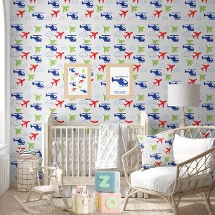 Cute Colourful Aeroplane & Clouds, Fun Aviator Wallpaper