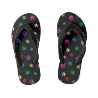 Cute Colourful Animal Paw Prints on Black