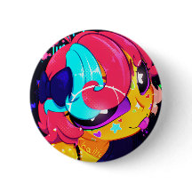 Cute Colourful Anime Girl Button