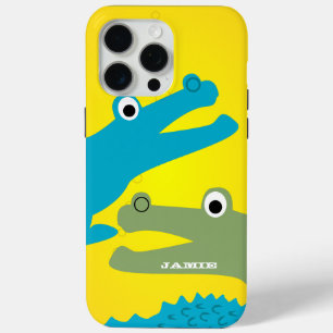 Cute Colourful Aqua and Yellow Alligator iphone 5 iPhone 15 Pro Max Case